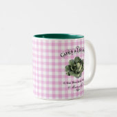 Französisches Land Veggie Cabbage Pink Checked Zweifarbige Tasse (VorderseiteRechts)