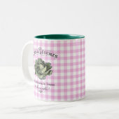 Französisches Land Veggie Cabbage Pink Checked Zweifarbige Tasse (Vorderseite Links)