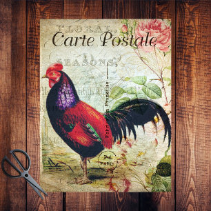 Französisches Land Vibrany Red Rooster Seidenpapier