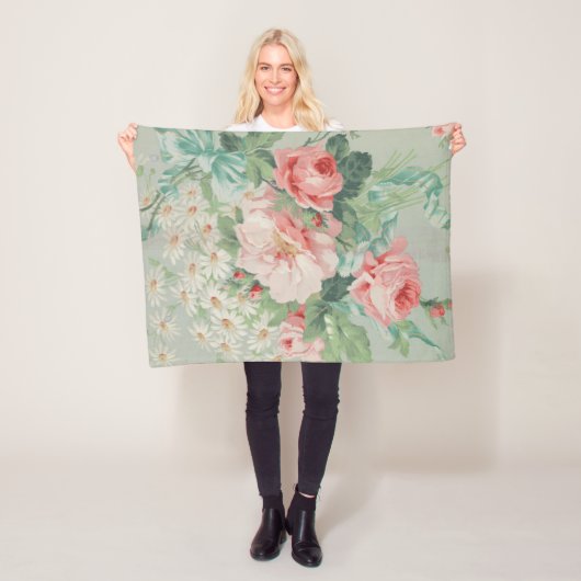 Französisches Land Vintag Antike Rose Cabbage Fleecedecke (Beispiel)