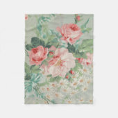 Französisches Land Vintag Antike Rose Cabbage Fleecedecke (Vorderseite)
