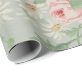 Französisches Land Vintag Antike Rose Cabbage Geschenkpapier (Rolleneckpunkt)