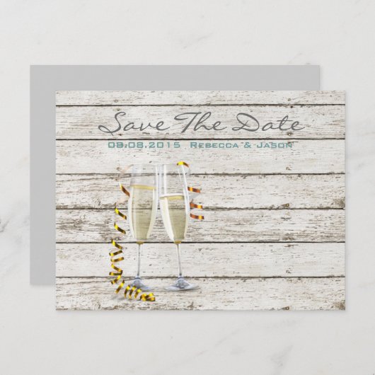 französisches Land weiß gekalkte Champagnerflöten Ankündigungspostkarte (Vorne/Hinten)