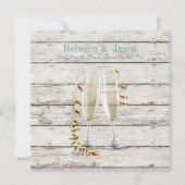 französisches Land weiß gekalkte Champagnerflöten Einladung (Vorderseite)