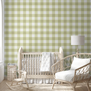 Französisches Land Wiese Gingham - Salbei grün kar Tapete