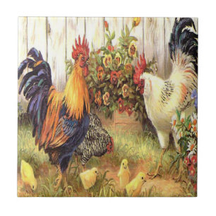 Französisches Landhahn-Huhn Keramikfliese