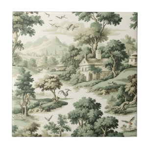 Französisches Landhaus Grün Toile Dorfmuster Fliese