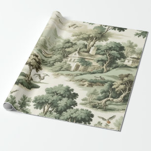 Französisches Landhaus Grün Toile Dorfmuster Geschenkpapier