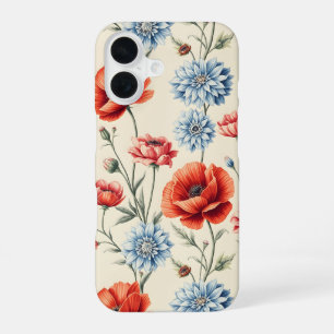 Französisches Landhaus-Mohn und Dahlie iPhone 16 Hülle