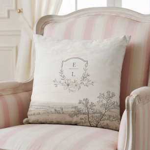 Französisches Landhaus-Toile-Hochzeit personalisie Kissen
