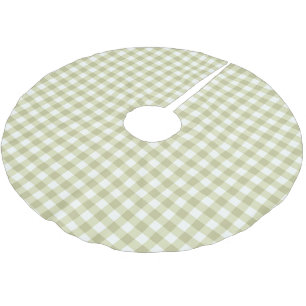 Französisches Landwiesen-Gingham - Salbeigrün kari Polyester Weihnachtsbaumdecke