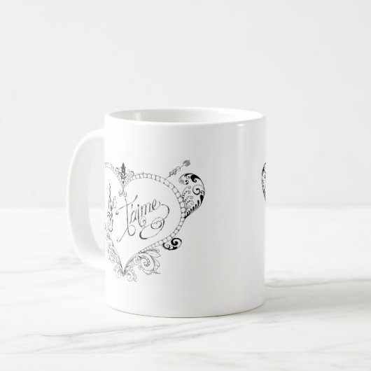 Französisches Liebe-Zitat Kaffeetasse (Vorderseite Links)