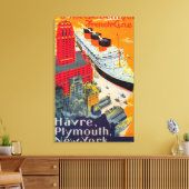 Französisches Line Travel Poster, Havre to Plymout Leinwanddruck (Insitu (Wohnzimmer))