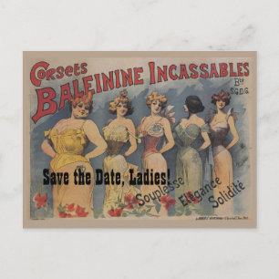 Französisches Lingerie-Brautparty Thema Save the D Ankündigungspostkarte