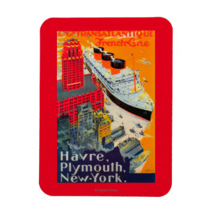 Französisches Linienreiseposter, Havre nach Plymou Magnet