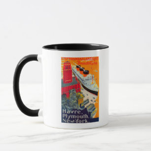 Französisches Linienreiseposter, Havre nach Plymou Tasse