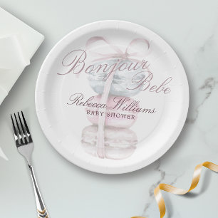 Französisches Macaron Bonjour Bebe Babyparty Pappteller