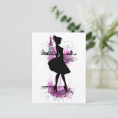 französisches Mädchen Postkarte (Stehend Vorderseite)