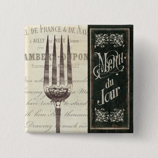 Französisches Menü und Gabel Button (Vorderseite)