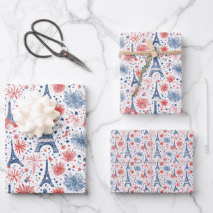 Französisches Muster 4 Geschenkpapier Set