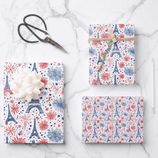 Französisches Muster 4 Geschenkpapier Set (Vorderseite)