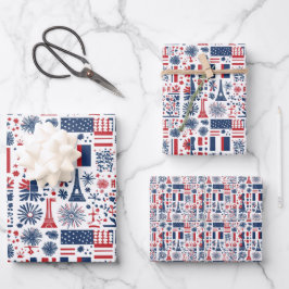 Französisches Muster für Bastille Day 8 Geschenkpapier Set