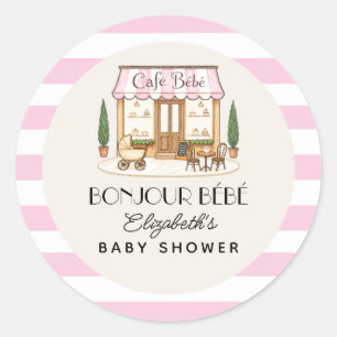 Französisches Paris Café Bébé Mädchen Baby-Party Runder Aufkleber