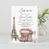 Französisches Pariser Café Pariser Tee Party Gebur Einladung (Stehend Vorderseite)