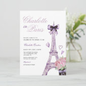 Französisches Pariser Eiffelturm Bow Brautparty Einladung (Stehend Vorderseite)