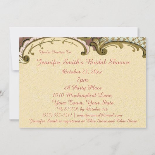 Französisches Pariser Vintages BlumenBrautparty Einladung (Rückseite)