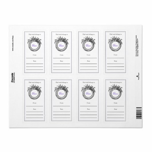 Französisches Personalisiertes Buchzeichen | Lila (Vorne)