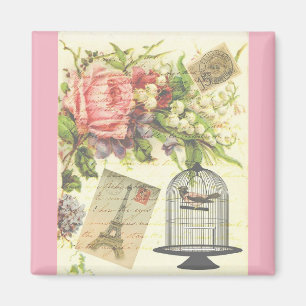 Französisches Pink Thema Vintage Paris Magnet