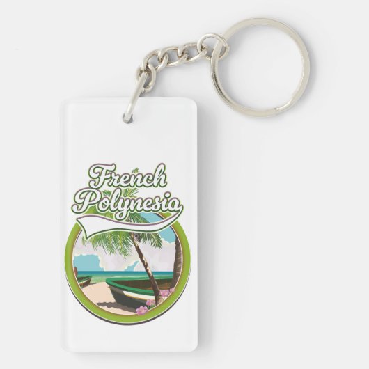 Französisches Polynesien Reiselogo. Schlüsselanhänger (Rückseite)