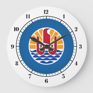 Französisches polynesisches Wappen Große Wanduhr
