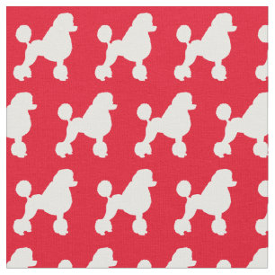 Französisches Poodle Hund Silhouette Roter Hund Stoff