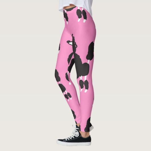 Französisches Poodle: Vintages Illustrationsmuster Leggings (Links)