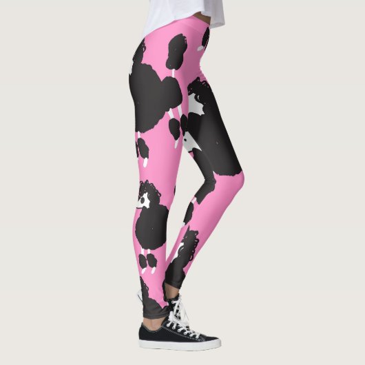 Französisches Poodle: Vintages Illustrationsmuster Leggings (Rechts)