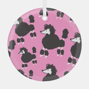 Französisches Poodle: Vintages Illustrationsmuster Ornament Aus Glas