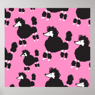 Französisches Poodle: Vintages Illustrationsmuster Poster