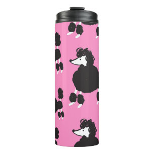Französisches Poodle: Vintages Illustrationsmuster Thermosbecher