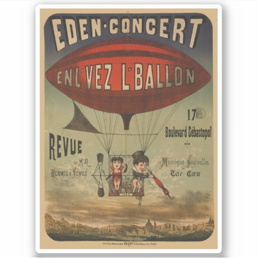 Französisches Poster von zwei Künstlern in der Luf Aufkleber (Vorderseite)