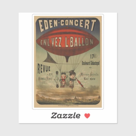 Französisches Poster von zwei Künstlern in der Luf Aufkleber (Blatt)