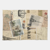 Französisches Postkarten-Collagen-Geschirrtuch Handtuch (Horizontal)