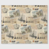 Französisches Postkarten-Collagen-Packpapier Geschenkpapier (Flach)