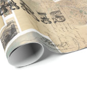 Französisches Postkarten-Collagen-Packpapier Geschenkpapier (Rolleneckpunkt)