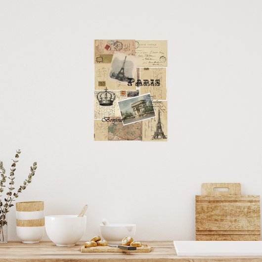 Französisches Postkarten-Sammelposter oder Print Poster (Küche)