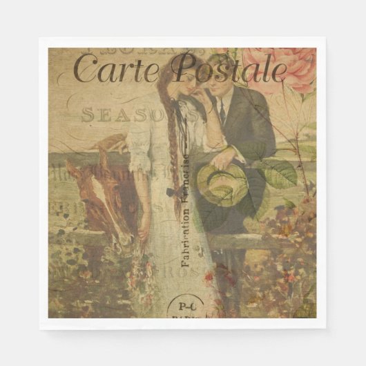 Französisches Postkartenpapier Napkin Serviette (Vorderseite)