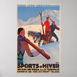 Französisches Promotion-Ski-Vintage-Poster Poster