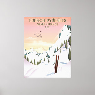 Französisches Pyrenäen-Skiplakat Leinwanddruck