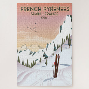 Französisches Pyrenäen-Skiplakat Puzzle